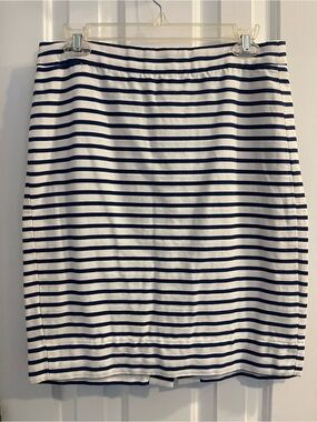 J. Crew Navy and White Striped Pencil Skirt